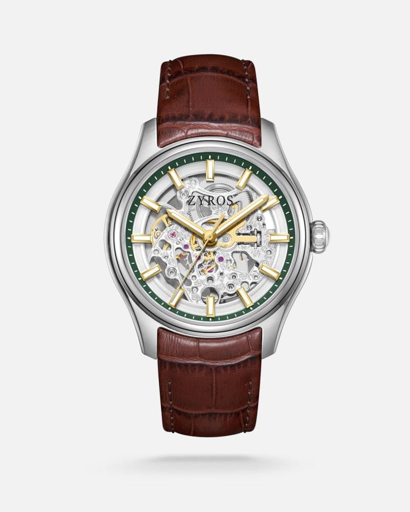 ساعة ود الرجالية اتوماتيك من الجلد بلون بني