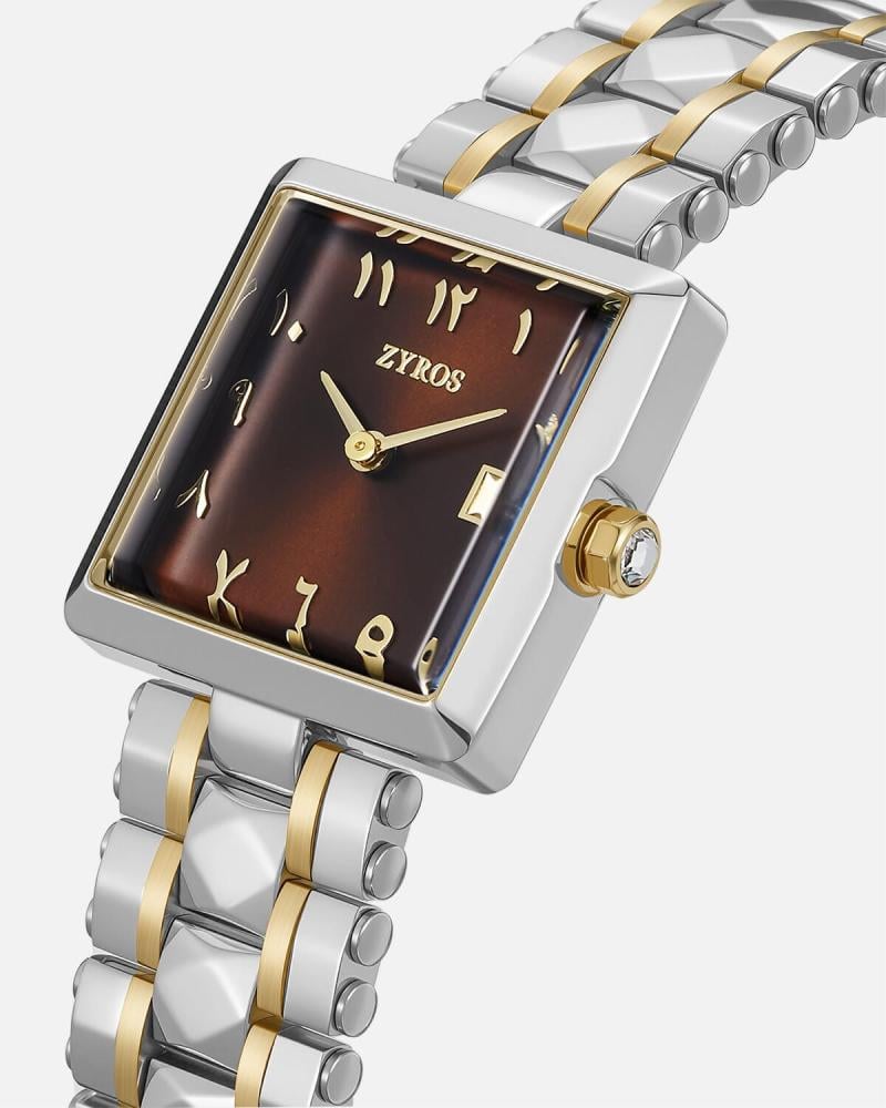 ساعة زمرد النسائية ستيل بلون ذهبي وفضي