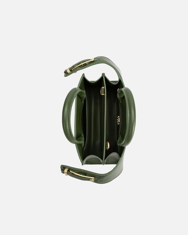 Women's handbag made of luxurious green leather