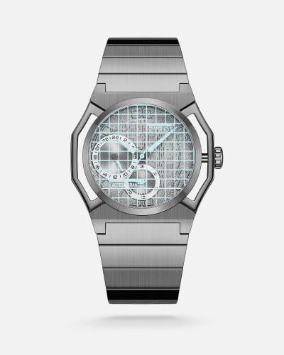 Men's watch with a gray steel strap