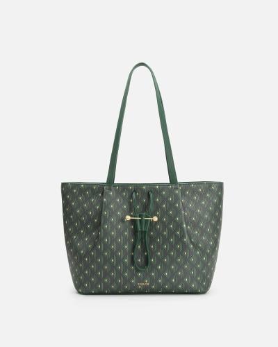 Women's spacious bag in a green patterned color