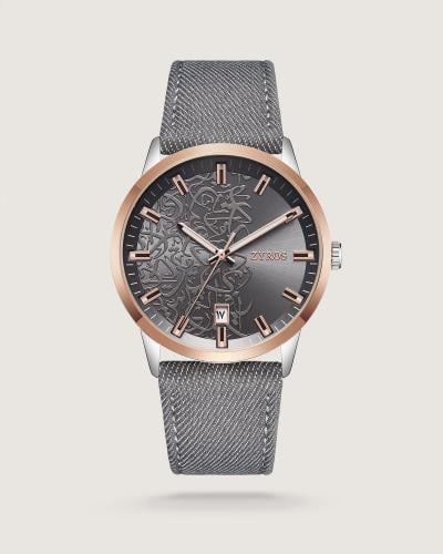 Diwan men's watch with a gray fabric strap