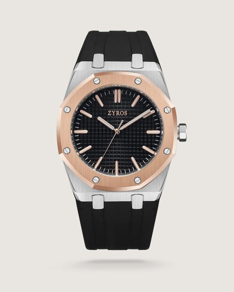 ساعة فخر الرجالية من الربل بلون أسود