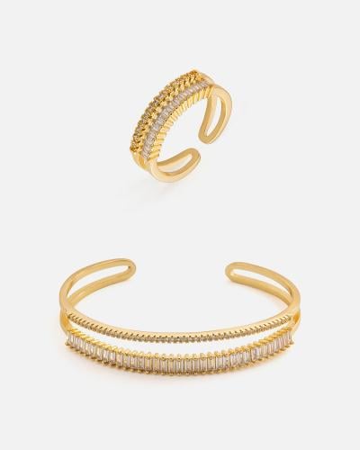 Women's set: bracelet and ring in gold