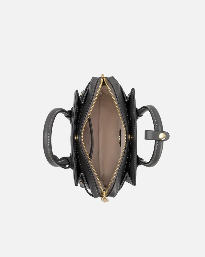 Women's handbag made of luxurious gray leather