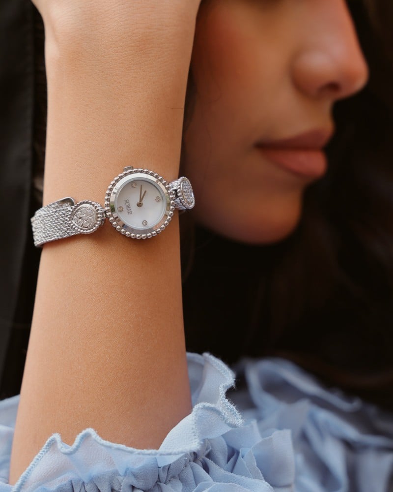 Women's silver steel watch