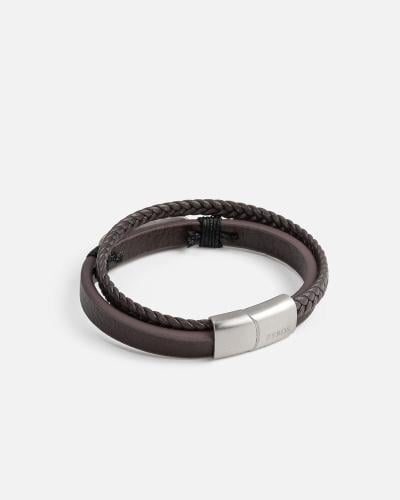 Men's modern brown leather bracelet