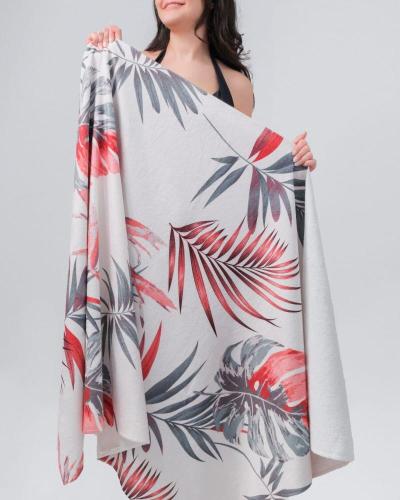 White beach towel with prints