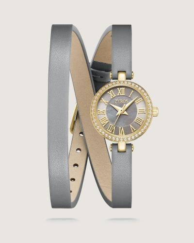 Gray leather women's watch