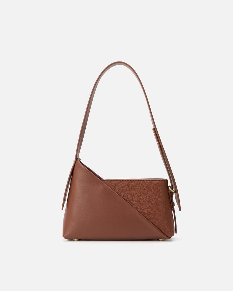 A bag like a geometric masterpiece in brown