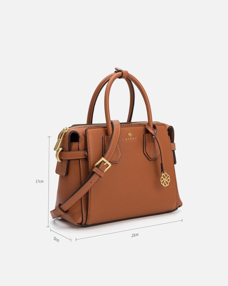 Women's handbag made of luxurious brown leather