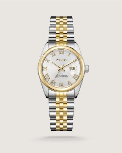 Fakhr women's watch, steel, gold and silver color