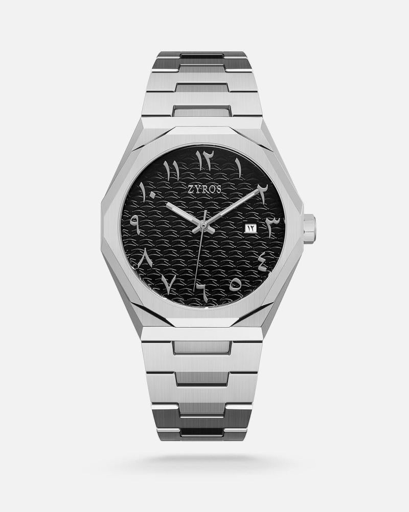 Men's saddle watch, steel, silver color