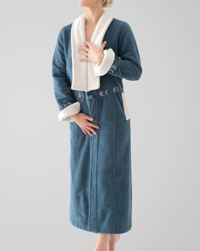 Blue and white winter bathrobe اختر المقاس:(M)