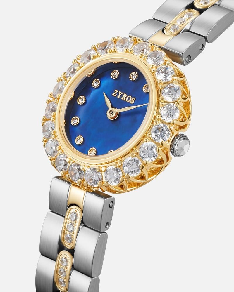 ساعة آسر النسائية بسير باللون الفضي والذهبي