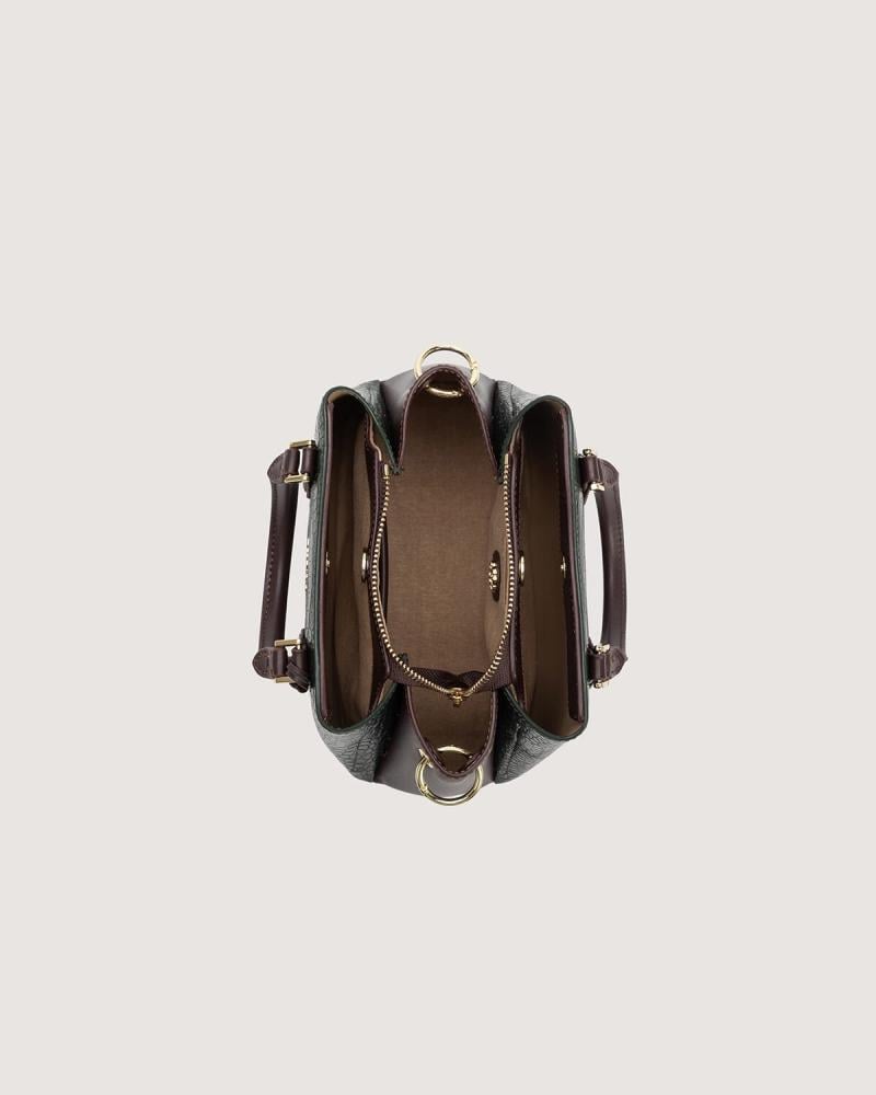 Practical women's bag made of green leather