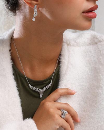 Attractive women's accessory set in silver