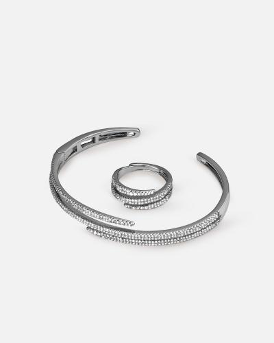 Luxury silver bracelet and ring set