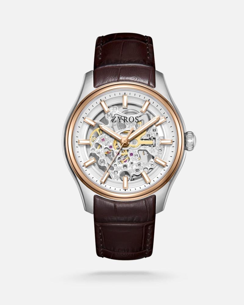 ساعة ود الرجالية اتوماتيك من الجلد بلون بني