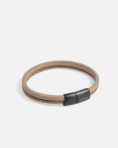 Men's bracelet with a design of two bracelets together in brown
