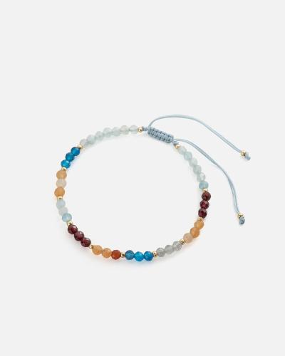 Women's bracelet with woven threads and colorful beads