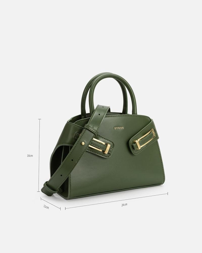 Women's handbag made of luxurious green leather