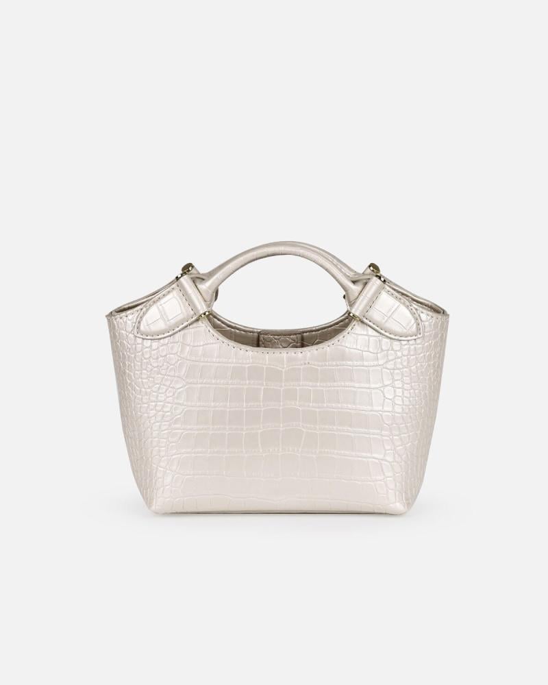 شنطة نسائية بحجم صغير من الجلد بلون أبيض