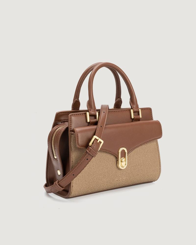 Women's brown leather handbag with a classic design