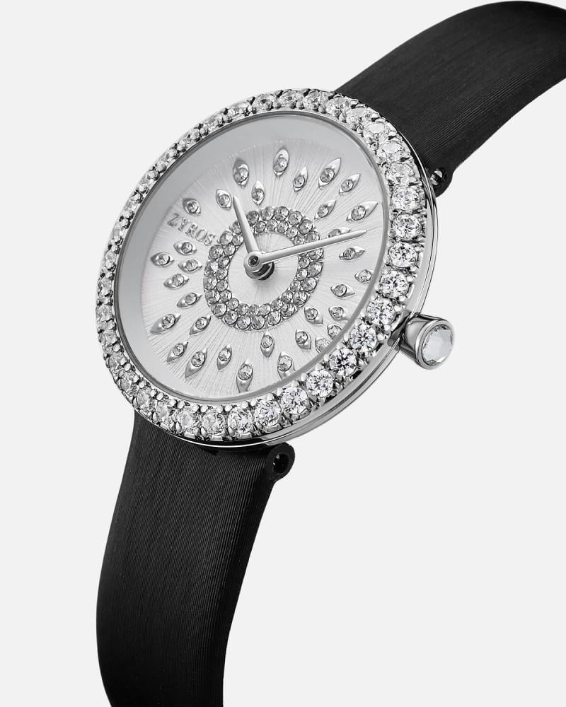 Women's luxury leather watch in black