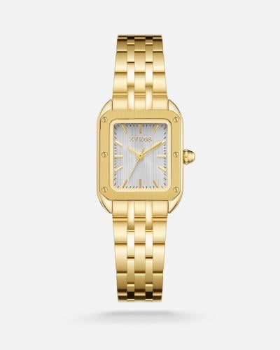 Muzn women's watch with a gold-tone steel strap