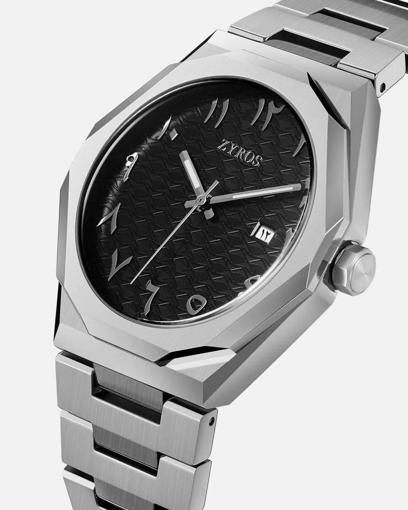 Men's saddle watch, steel, silver color