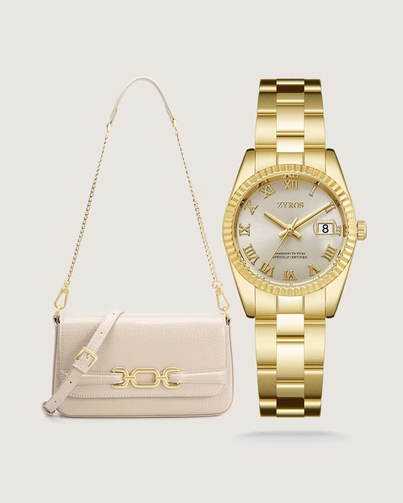 A women's gift: a bag and watch for all occasions