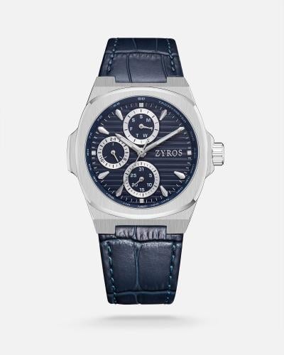 Men's watch with a blue leather strap