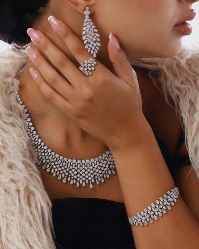 Luxury women's accessory set in silver