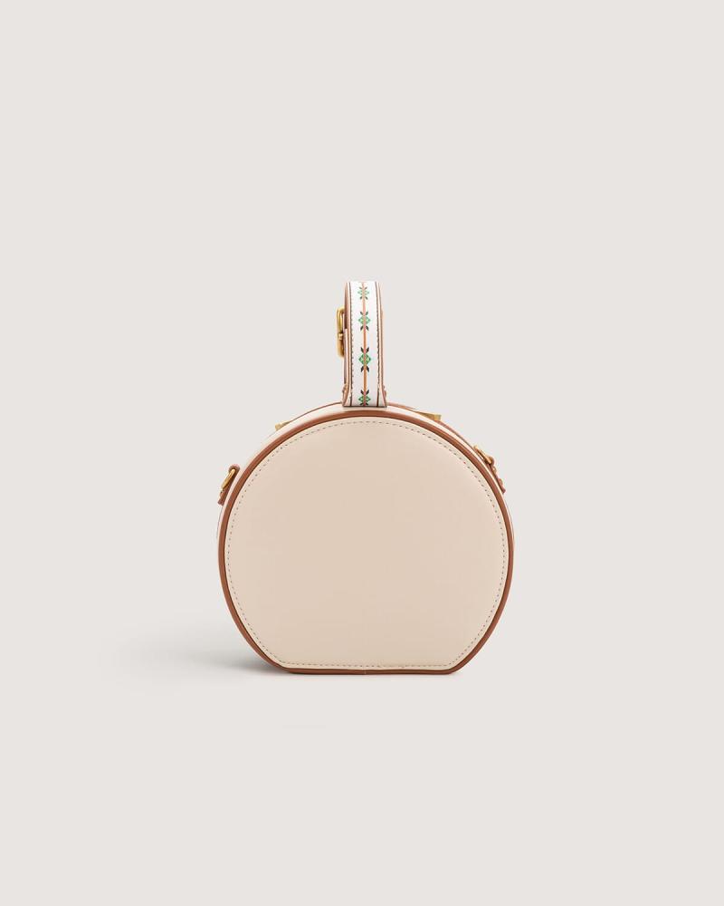 Women's mini round bag in beige