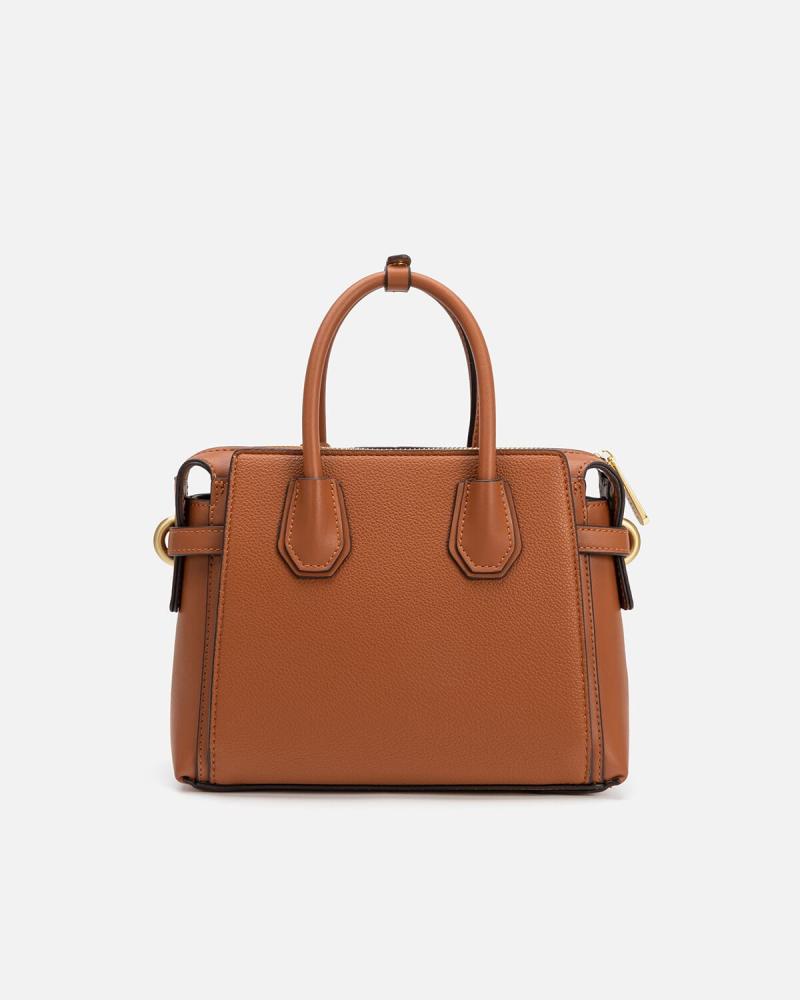 Women's handbag made of luxurious brown leather