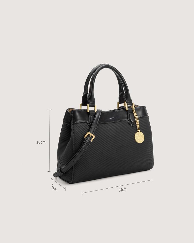 Women's black leather handbag