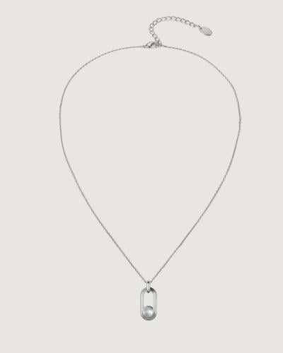 Women's necklace with a unique design in silver color