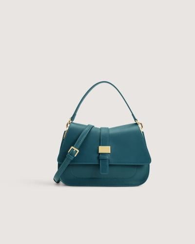 Medium-sized women's handbag in turquoise leather