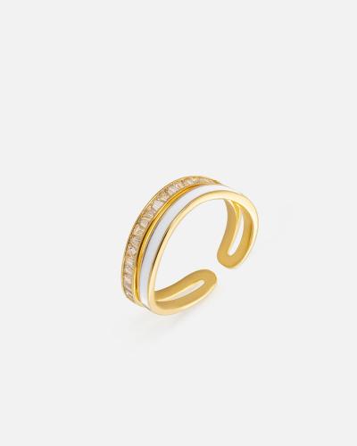 Elegant women's ring in gold and white