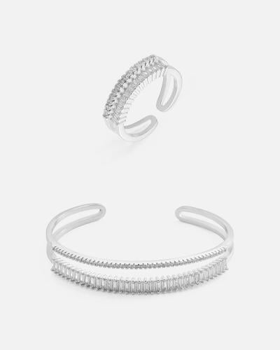 Women's set: bracelet and ring in silver