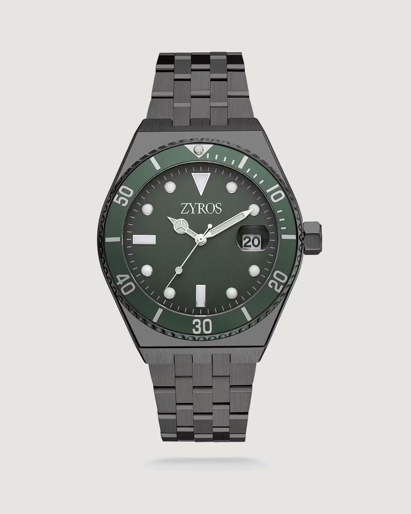Men's watch with gray steel strap