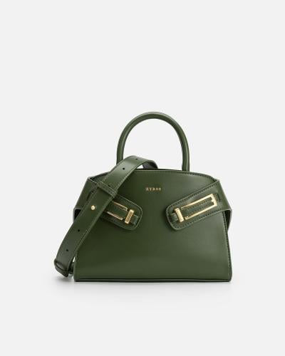 Women's handbag made of luxurious green leather