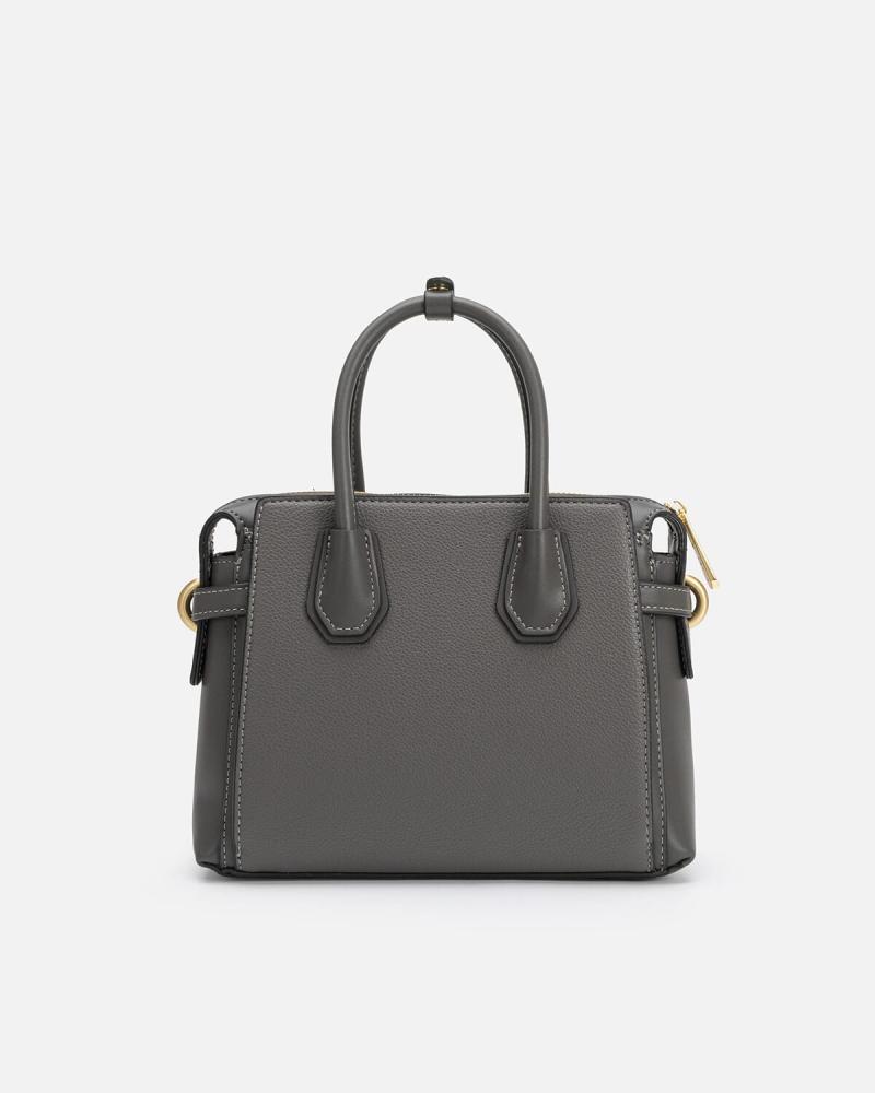 Women's handbag made of luxurious gray leather