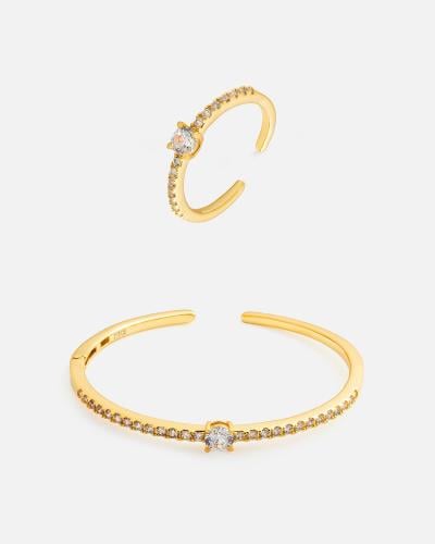 Attractive women's set: ring and bracelet in gold