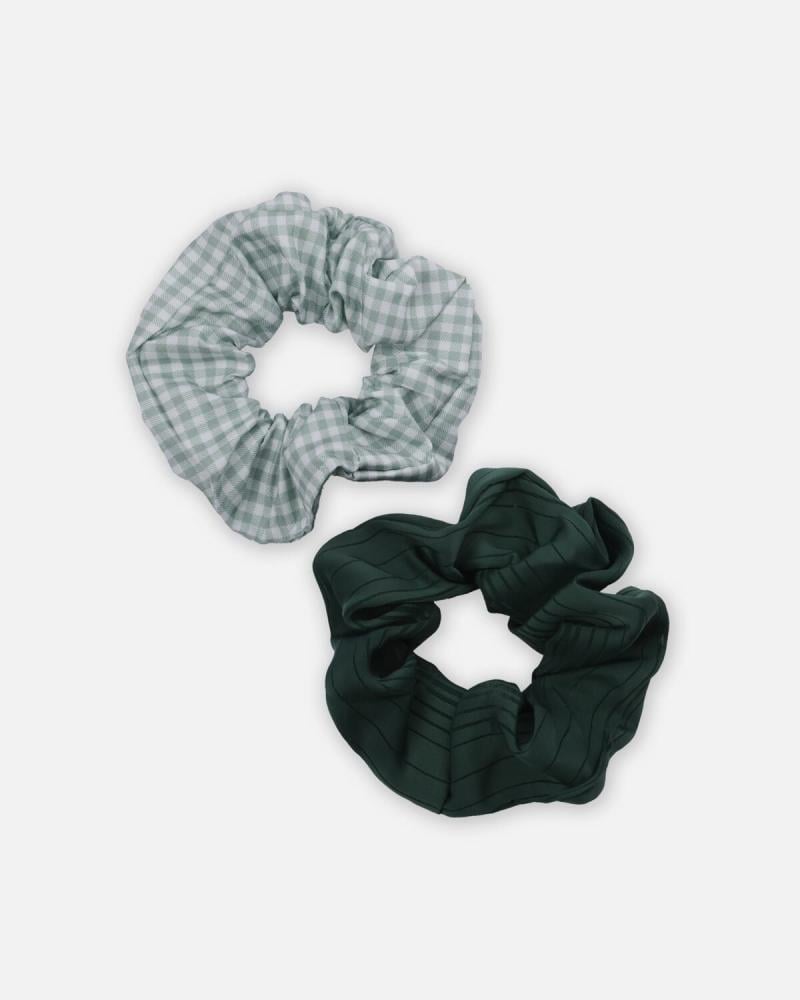 مجموعة من ربطتين مطاطية للشعر بلون أخضر