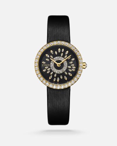 Women's luxury leather watch in black