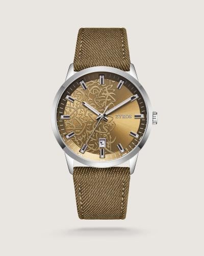 Diwan men's watch with a brown fabric strap