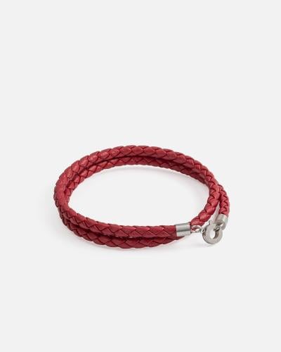 Men's bracelet with a double bangle design in red
