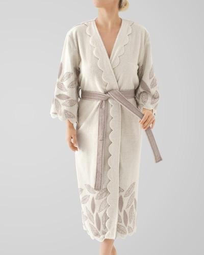 Elegant beige women's bathrobe اختر المقاس:(M)